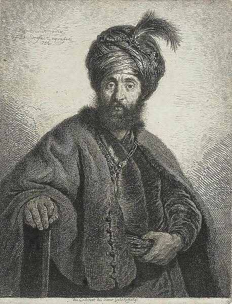 A Bearded Man Wearing a Turban / Man in oriental Costume, 1756. Creator: Georg Friedrich Schmidt