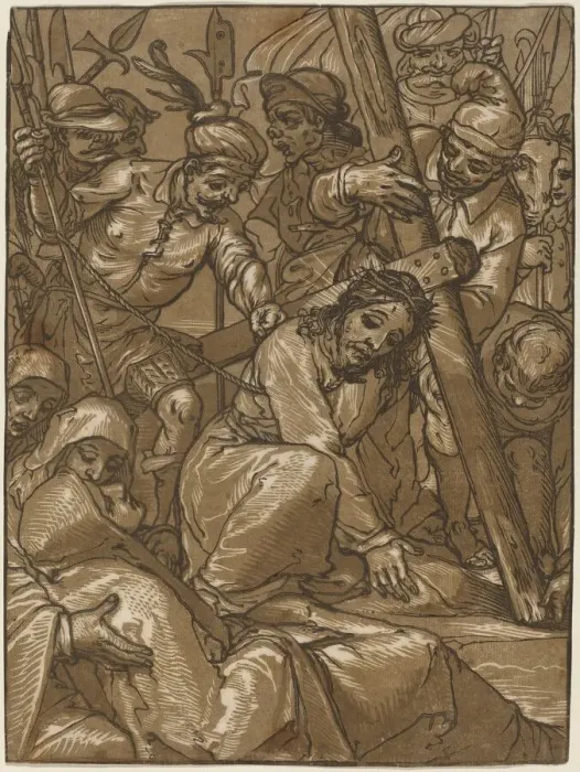 Framed Print : The Bearing of the Cross, 1580s. Creator: Andrea Andreani Framed Print : The Bearing of the Cross, 1580s. Creator: Andrea Andreani