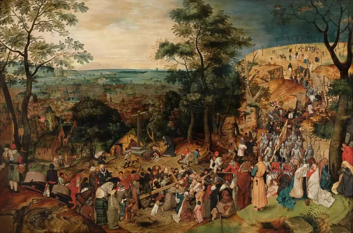 Framed Print : The Bearing of the Cross, c1580-1630. Creator: Pieter Brueghel the Younger Framed Print : The Bearing of the Cross, c1580-1630. Creator: Pieter Brueghel the Younger