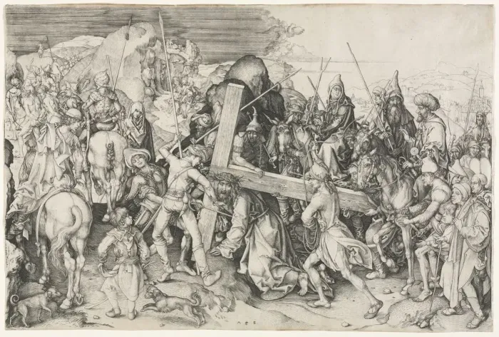 Framed Print : The bearing of the cross. Creator: Martin Schongauer (German, c. 1450-1491) Framed Print : The bearing of the cross. Creator: Martin Schongauer (German, c. 1450-1491)