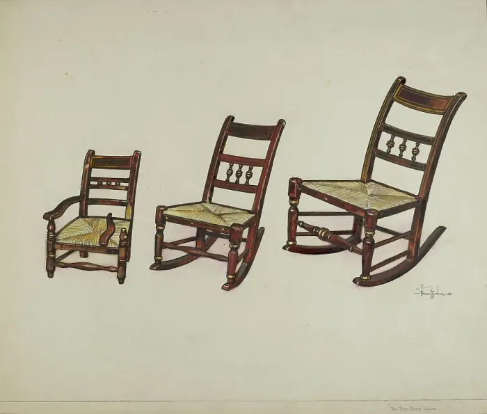 Framed Print : The Three Bear's Chairs, c. 1937. Creator: Florence Truelson Framed Print : The Three Bear's Chairs, c. 1937. Creator: Florence Truelson