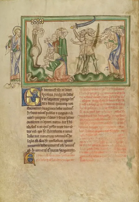 Framed Print : The Beast from the Earth Killing People and People Receiving the Mark of the Beast, about 1255-1260. Creator: Unknown Framed Print : The Beast from the Earth Killing People and People Receiving the Mark of the Beast, about 1255-1260. Creator: Unknown