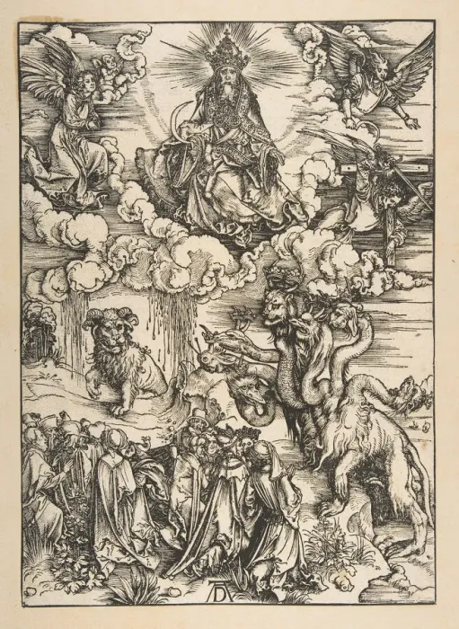 Framed Print : The Beast with Two Horns Like a Lamb, from The Apocalypse, Latin Edition 1511, ca. 1496