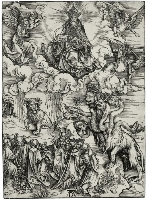 Framed Print : The Beast with Two Horns Like a Lamb, c. 1497. Artist: Durer, Albrecht (1471-1528) Framed Print : The Beast with Two Horns Like a Lamb, c. 1497. Artist: Durer, Albrecht (1471-1528)