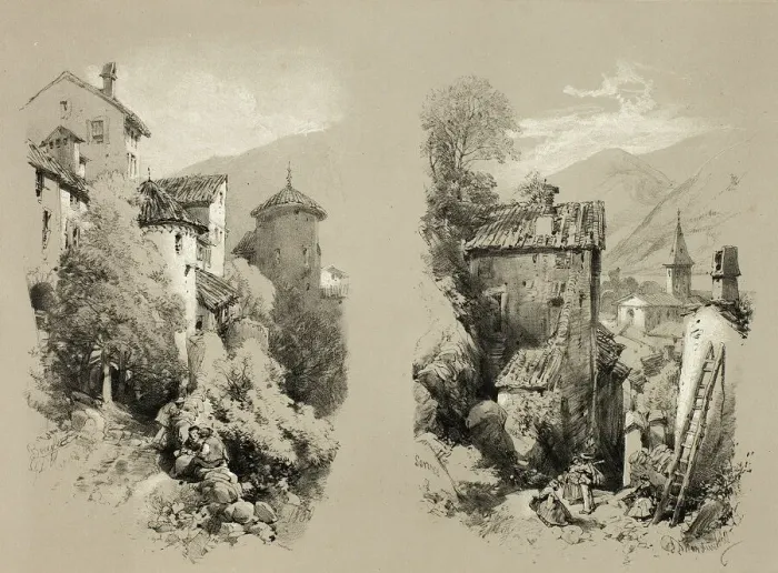 Framed Print : Beaufort and Serves, from Picturesque Selections, 1860. Creator: James Duffield Harding Framed Print : Beaufort and Serves, from Picturesque Selections, 1860. Creator: James Duffield Harding