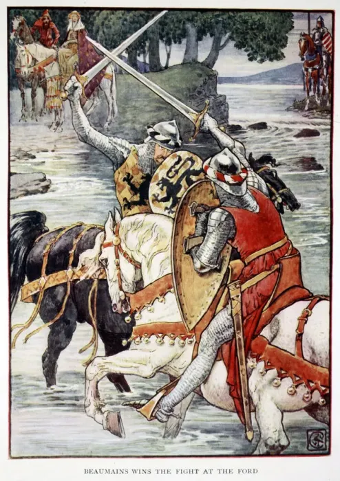 Framed Print : Beaumains Wins the Fight at the Ford, 1911 Framed Print : Beaumains Wins the Fight at the Ford, 1911
