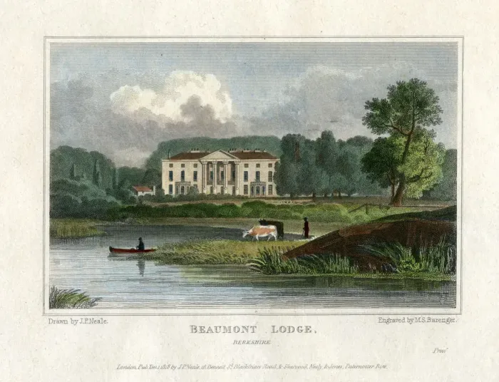 Framed Print : Beaumont Lodge, Windsor, Berkshire, 1818. Artist: MS Barenger Framed Print : Beaumont Lodge, Windsor, Berkshire, 1818. Artist: MS Barenger