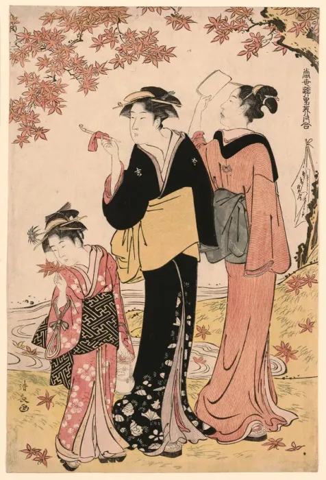 Framed Print : Beauties Under a Maple Tree, from the series A Collection of Contemporary Beauties... c. 1784. Creator: Torii Kiyonaga Framed Print : Beauties Under a Maple Tree, from the series A Collection of Contemporary Beauties... c. 1784. Creator: Torii Kiyonaga