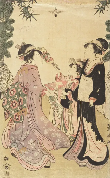 Framed Print : Beauties Playing Battledore and Shuttlecock, c1805. Creator: Utagawa Toyokuni I Framed Print : Beauties Playing Battledore and Shuttlecock, c1805. Creator: Utagawa Toyokuni I