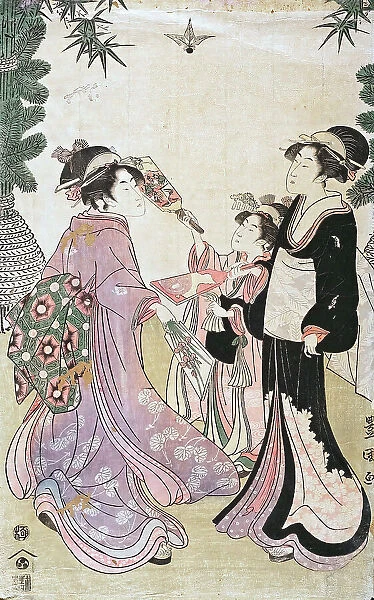 Beauties Playing Battledore and Shuttlecock, c1805. Creator: Utagawa Toyokuni I