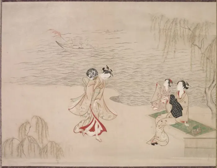 Framed Print : Beauties at the Seashore, c. 1765-1792. Creator: Ippitsusai Buncho (Japanese) Framed Print : Beauties at the Seashore, c. 1765-1792. Creator: Ippitsusai Buncho (Japanese)