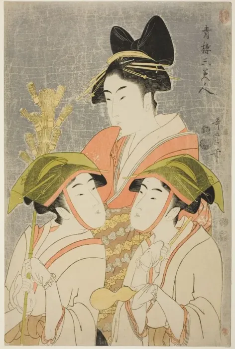 Framed Print : Three Beauties of Yoshiwara (Seiro san bijin), Japan, 1793. Creator: Kitagawa Utamaro Framed Print : Three Beauties of Yoshiwara (Seiro san bijin), Japan, 1793. Creator: Kitagawa Utamaro