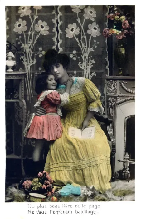 Framed Print : The more beautiful book, French Postcard, c1900 Framed Print : The more beautiful book, French Postcard, c1900