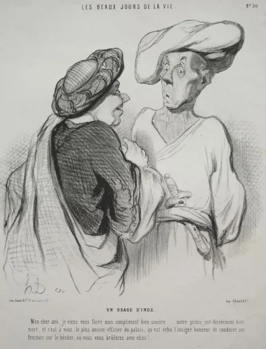 Framed Print : The Beautiful Days of Life, plate 30: An Indian Custom, 1844. Creator: Honore Daumier (French Framed Print : The Beautiful Days of Life, plate 30: An Indian Custom, 1844. Creator: Honore Daumier (French