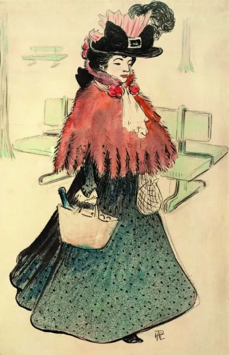 Framed Print : The Beautiful Jewess Goes Shopping. Le Rire magazine, 1896. Creator: Hermann-Paul Framed Print : The Beautiful Jewess Goes Shopping. Le Rire magazine, 1896. Creator: Hermann-Paul