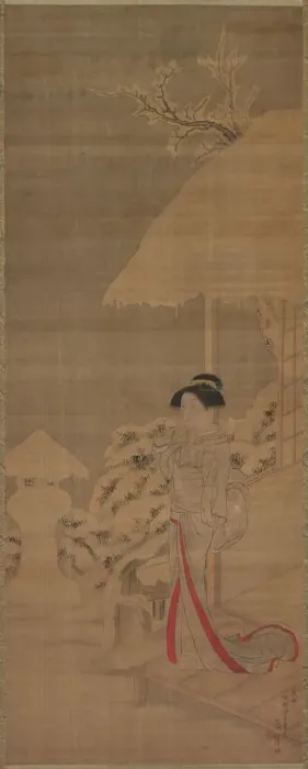 Framed Print : Beauty (Bijin) in the Snow, late 18th-early 19th century. Creator: Kokan Shiba (Japanese Framed Print : Beauty (Bijin) in the Snow, late 18th-early 19th century. Creator: Kokan Shiba (Japanese
