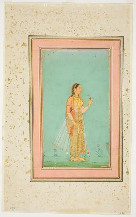 Framed Print : Beauty Holding a Flower, , mid-17th century. Creator: Unknown Framed Print : Beauty Holding a Flower, , mid-17th century. Creator: Unknown