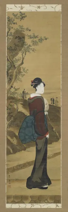 Framed Print : Beauty at the Mimeguri Shrine, Edo period, Bunka era c. 1804 / 18 Framed Print : Beauty at the Mimeguri Shrine, Edo period, Bunka era c. 1804 / 18