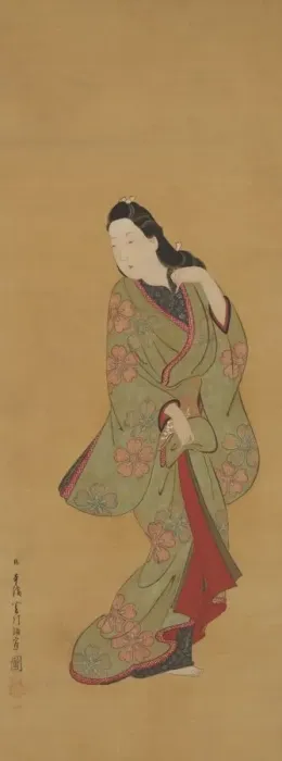Framed Print : Beauty Turning Her Head, c. 1685-94. Creator: Hishikawa Moronobu Framed Print : Beauty Turning Her Head, c. 1685-94. Creator: Hishikawa Moronobu