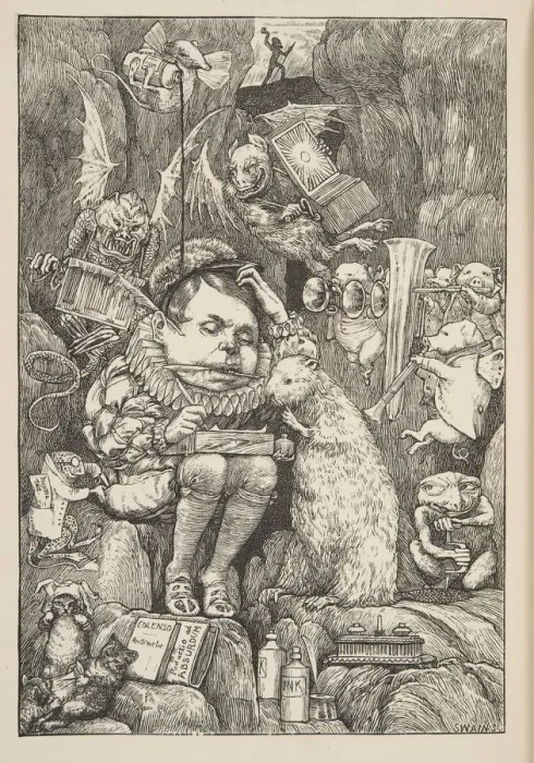 Framed Print : The Beaver brought paper, portfolio and pens, pub. 1876. Creator: Henry Holiday (1839 - 1927) Framed Print : The Beaver brought paper, portfolio and pens, pub. 1876. Creator: Henry Holiday (1839 - 1927)