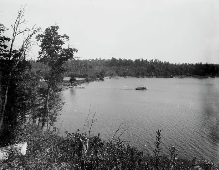 Framed Print : Beaver Dam Lake, Wis. Camp Dixon, distant view, c1890. Creator: Unknown Framed Print : Beaver Dam Lake, Wis. Camp Dixon, distant view, c1890. Creator: Unknown