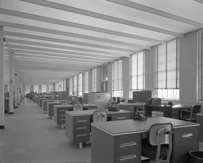 Framed Print : Becton Dickinson & Co. Rutherford, New Jersey, 1954. Creator: Gottscho-Schleisner, Inc Framed Print : Becton Dickinson & Co. Rutherford, New Jersey, 1954. Creator: Gottscho-Schleisner, Inc