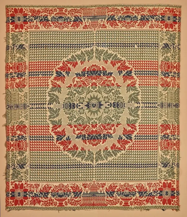 Framed Print : Bed Cover (Coverlet), about 1860. Creator: Unknown