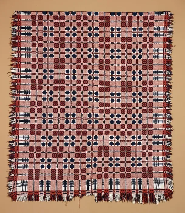 Framed Print : Bed Cover (Overshot Coverlet), 1825-1850. Creator: Unknown Framed Print : Bed Cover (Overshot Coverlet), 1825-1850. Creator: Unknown