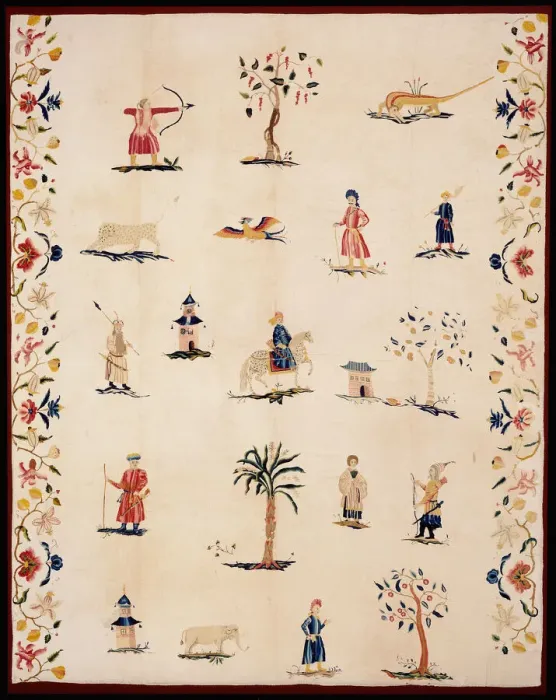 Framed Print : Bed Curtain, United States, c. 1720. Creator: Unknown Framed Print : Bed Curtain, United States, c. 1720. Creator: Unknown