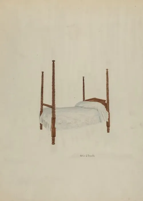 Framed Print : Bed, Four Poster, 1939. Creator: Arthur P. Reynolds Framed Print : Bed, Four Poster, 1939. Creator: Arthur P. Reynolds