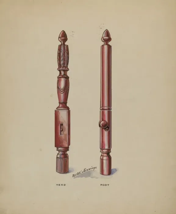 Framed Print : Bed Posts, c. 1936. Creator: Walter W. Jennings