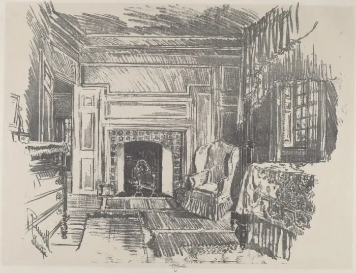Framed Print : Bed Room, Stenton, 1912. Creator: Joseph Pennell Framed Print : Bed Room, Stenton, 1912. Creator: Joseph Pennell