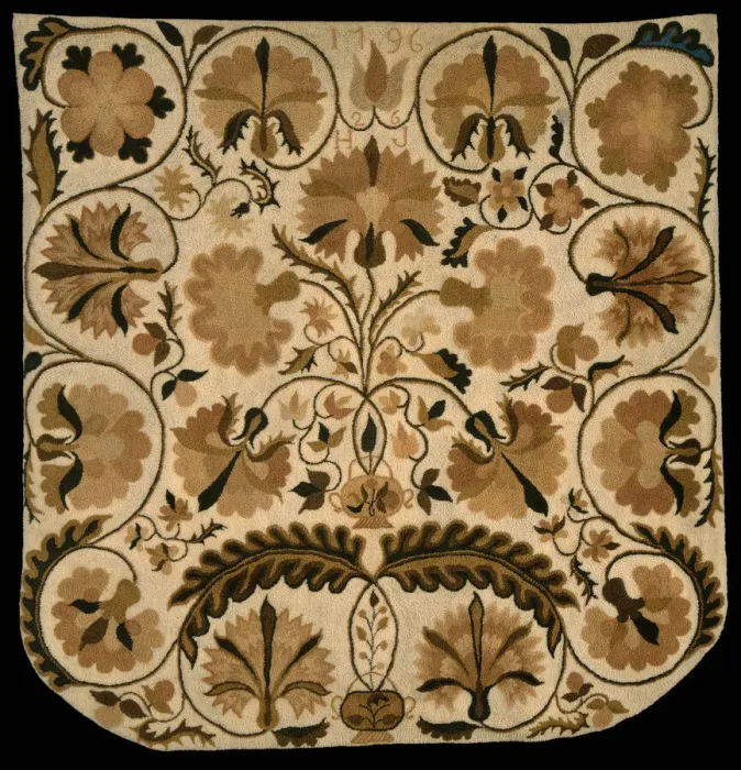 Framed Print : Bed Rug, United States, 1796. Creator: Hannah Johnson Framed Print : Bed Rug, United States, 1796. Creator: Hannah Johnson
