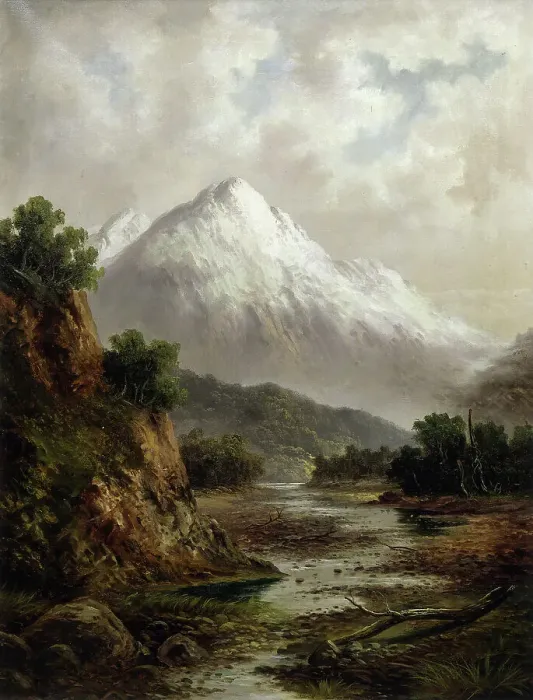 Framed Print : Bed of the Waimakariri River, (c1900s). Creator: Thomas Reginald Attwood