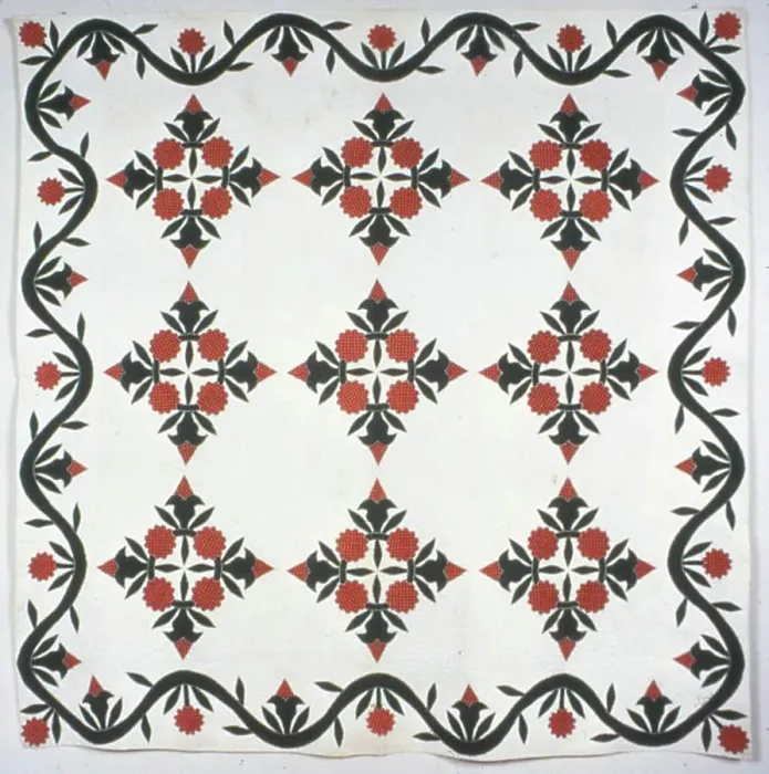 Framed Print : Bedcover (A Wreath of Roses Quilt), Illinois, 1850. Creator: Sarah Slane Framed Print : Bedcover (A Wreath of Roses Quilt), Illinois, 1850. Creator: Sarah Slane