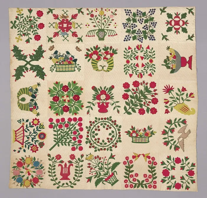 Framed Print : Bedcover (Album Quilt), United States, 1845 / 50. Creator: Unknown Framed Print : Bedcover (Album Quilt), United States, 1845 / 50. Creator: Unknown