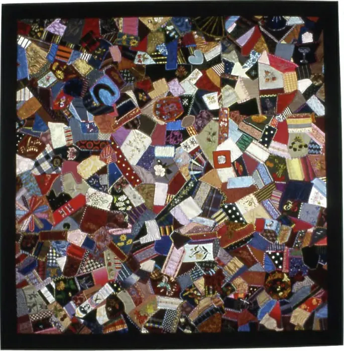 Framed Print : Bedcover (Altered or Unfinished Crazy Quilt), United States, 1883. Creator: Phyllis Rothschild Framed Print : Bedcover (Altered or Unfinished Crazy Quilt), United States, 1883. Creator: Phyllis Rothschild