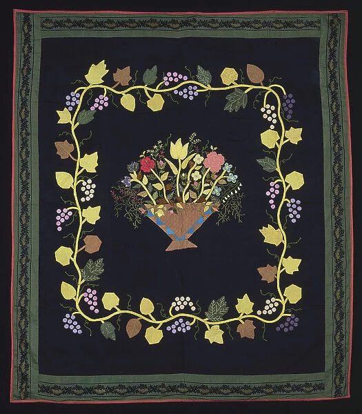 Bedcover (Basket of Flowers Quilt), Kentucky, c. 1860. Creator: Unknown