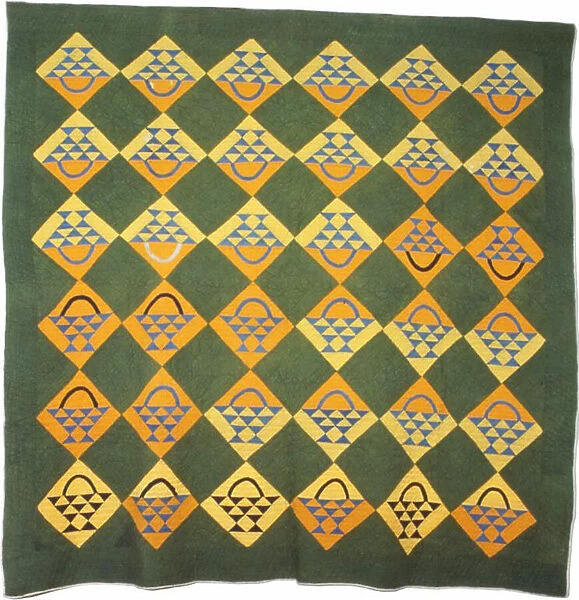 Bedcover (Basket Pattern Quilt), Southern Illinois, 1861