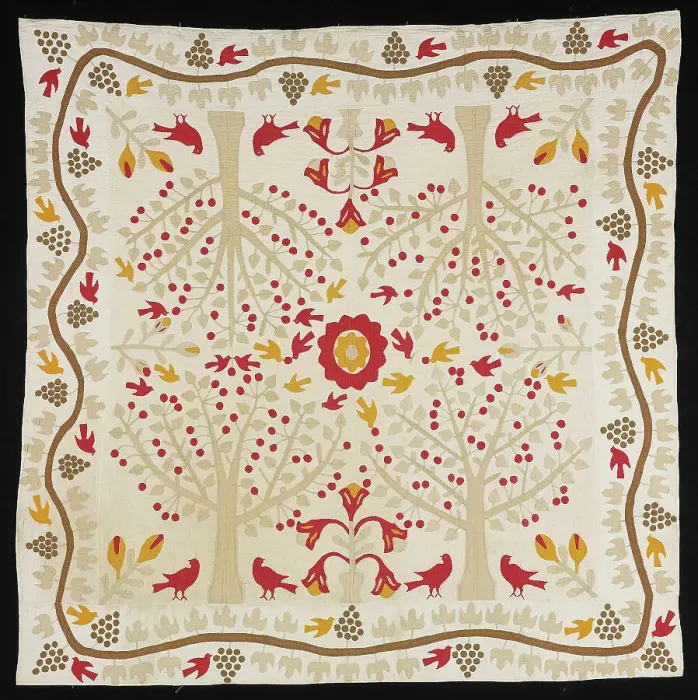 Framed Print : Bedcover (Cherry Trees and Robins Bride's Quilt), United States, 1820 / 50. Creator: Unknown Framed Print : Bedcover (Cherry Trees and Robins Bride's Quilt), United States, 1820 / 50. Creator: Unknown