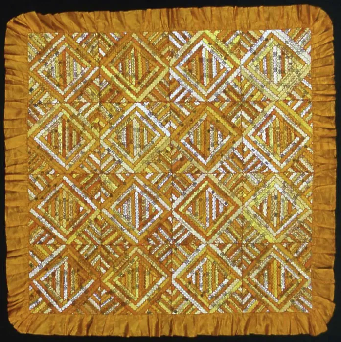 Framed Print : Bedcover (Cigar Ribbon Quilt), United States, 1880s. Creator: Unknown Framed Print : Bedcover (Cigar Ribbon Quilt), United States, 1880s. Creator: Unknown
