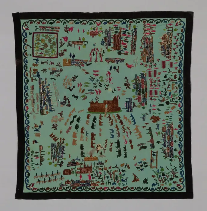 Framed Print : Bedcover Depicting Thirty-four Scenes from the Old and New Testaments, United States, 1880s. Creator: Unknown Framed Print : Bedcover Depicting Thirty-four Scenes from the Old and New Testaments, United States, 1880s. Creator: Unknown