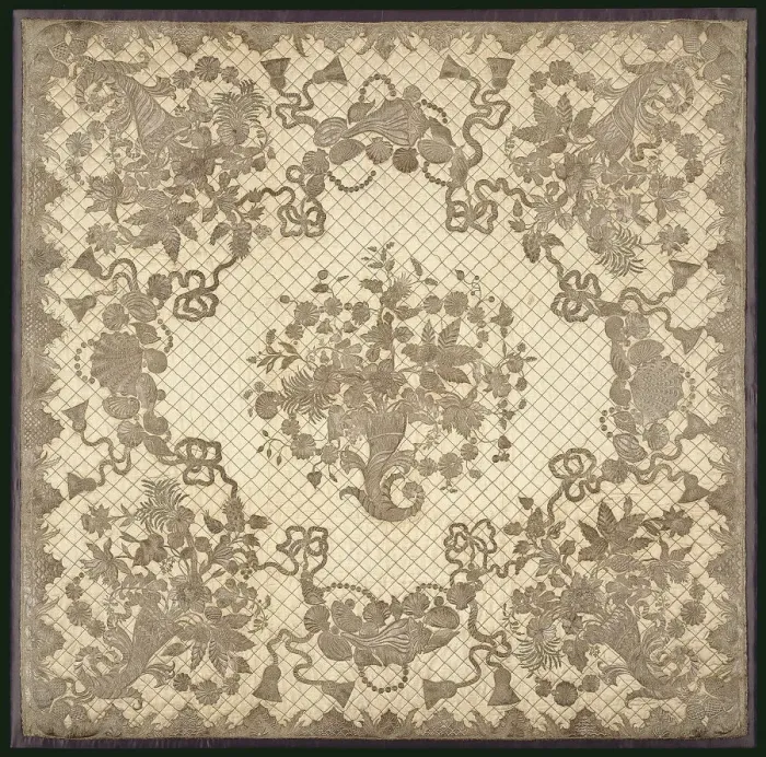 Framed Print : Bedcover, England, c. 1720 / 40. Creator: Unknown Framed Print : Bedcover, England, c. 1720 / 40. Creator: Unknown