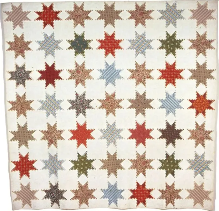 Framed Print : Bedcover (Feather-Edged Star Quilt), United States, 1845. Creator: Annie Maria Henkle Framed Print : Bedcover (Feather-Edged Star Quilt), United States, 1845. Creator: Annie Maria Henkle