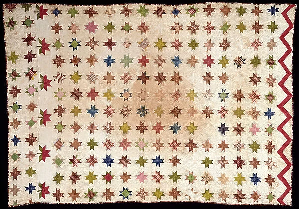 Bedcover (Feathered Edge Star Quilt), United States, 1875 / 1900. Creator: Unknown