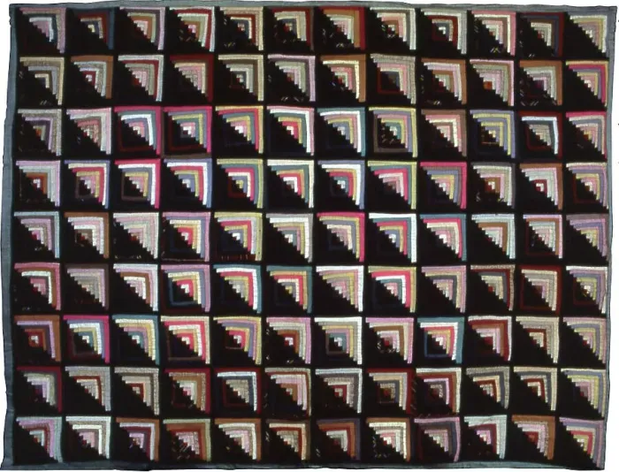 Framed Print : Bedcover (Log Cabin Quilt), Illinois, Late 1880s. Creator: Unknown
