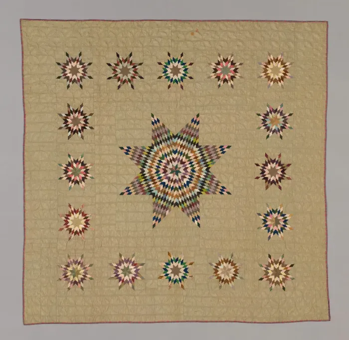 Framed Print : Bedcover (Lone Star Variation Quilt), Connecticut, c. 1845 / 50. Creator: Ruth Hart Framed Print : Bedcover (Lone Star Variation Quilt), Connecticut, c. 1845 / 50. Creator: Ruth Hart