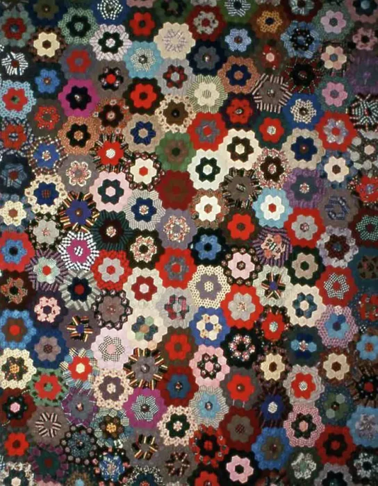 Framed Print : Bedcover (Mosaic or Honeycomb Quilt), United States, 1875 / 80. Creator: Unknown Framed Print : Bedcover (Mosaic or Honeycomb Quilt), United States, 1875 / 80. Creator: Unknown