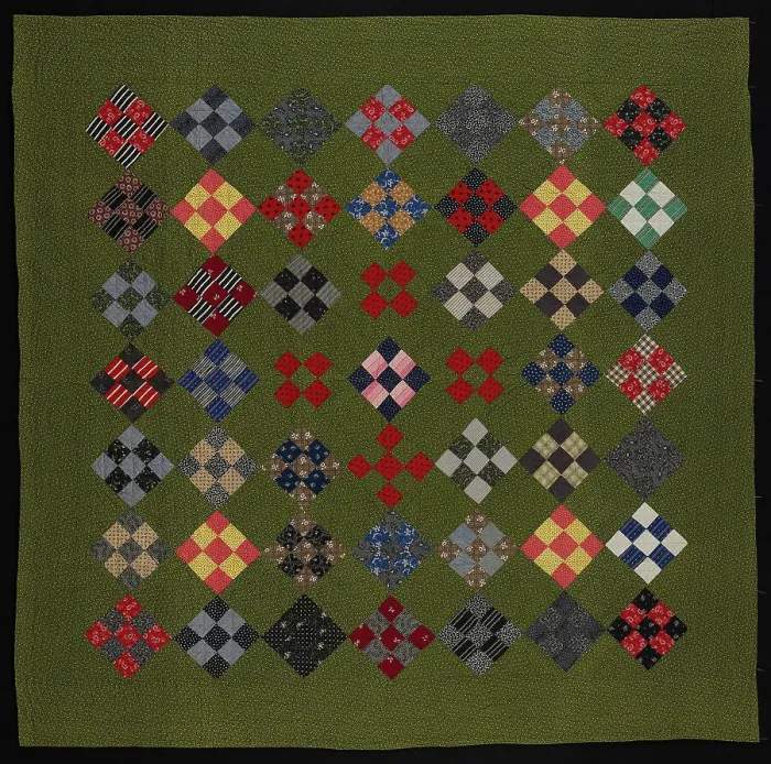 Framed Print : Bedcover ('Nine Patch Quilt), United States, late 19th century. Creator: Unknown. Bedcover ('Nine Patch Quilt), United States, late 19th century. Creator: Unknown