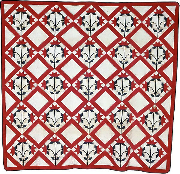 Bedcover (North Carolina Lily Quilt), United States, c. 1850. Creator: Unknown
